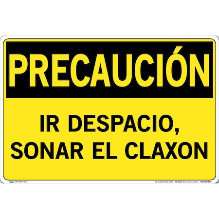 Vestil Vinyl Label Sign, 12-1/2" Height, 18-1/2" Width, Vinyl Label, Rectangle, Spanish SI-C-49-D-LB-011-S